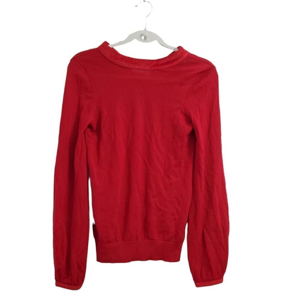 Boden Sweater Womens 2 Red Wool Tie Back Crew Neck Pullover Longsleeve